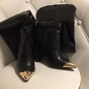 Gold Tipped Knee High Boots